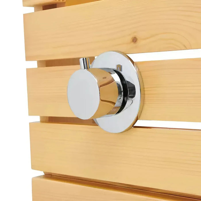 Fontana Trani Rainfall Floor Mounted Wood Outdoor Shower Panel - The Fountain Direct 