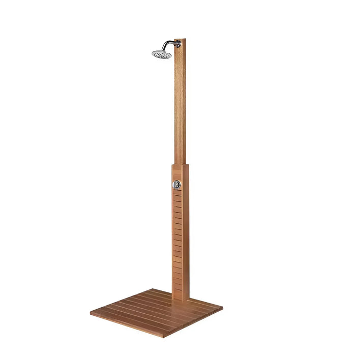 Fontana Nimes Rainfall Floor Stand Wood Outdoor Shower Panel - The Fountain Direct 