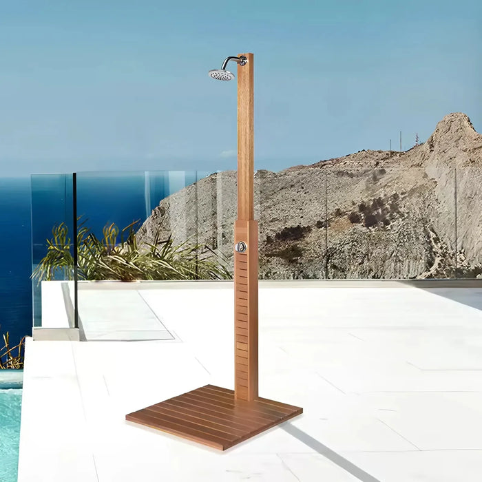 Fontana Nimes Rainfall Floor Stand Wood Outdoor Shower Panel - The Fountain Direct 