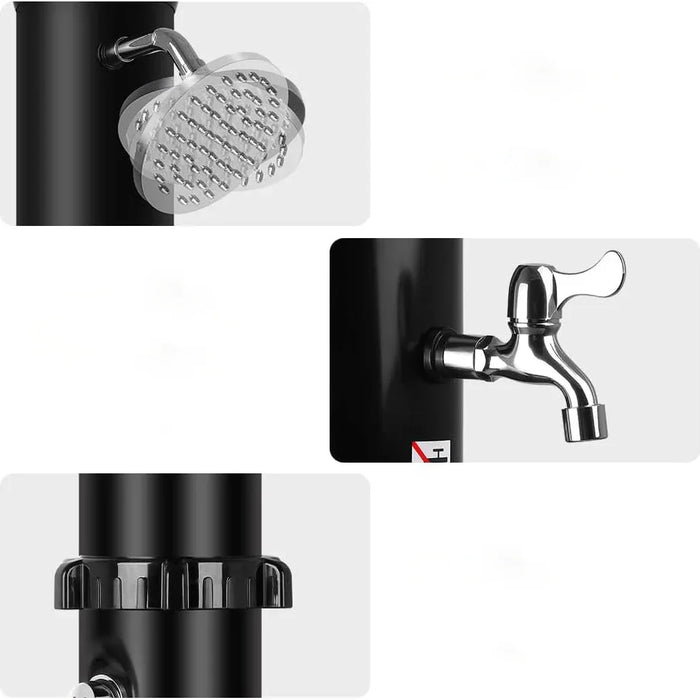 Fontana Frisch Matte Black Outdoor Solar Garden Rain Shower - The Fountain Direct 