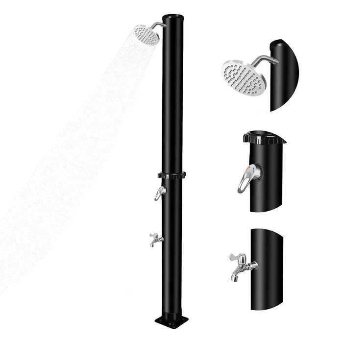 Fontana Frisch Matte Black Outdoor Solar Garden Rain Shower - The Fountain Direct 