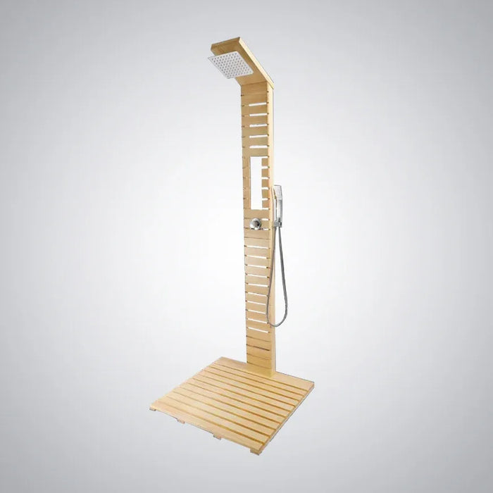 Fontana Ronda Brown Freestanding Wooden Outdoor Shower Panel - The Fountain Direct 