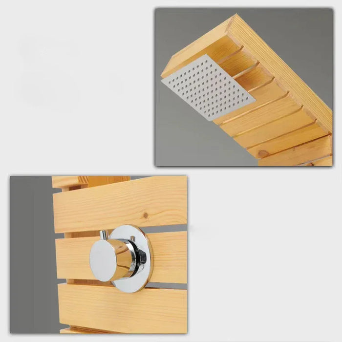 Fontana Ronda Brown Freestanding Wooden Outdoor Shower Panel - The Fountain Direct 
