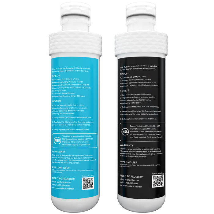 Avalon Dual Replacement Water Filters – For Bottleless Coolers with Two-Stage Filtration