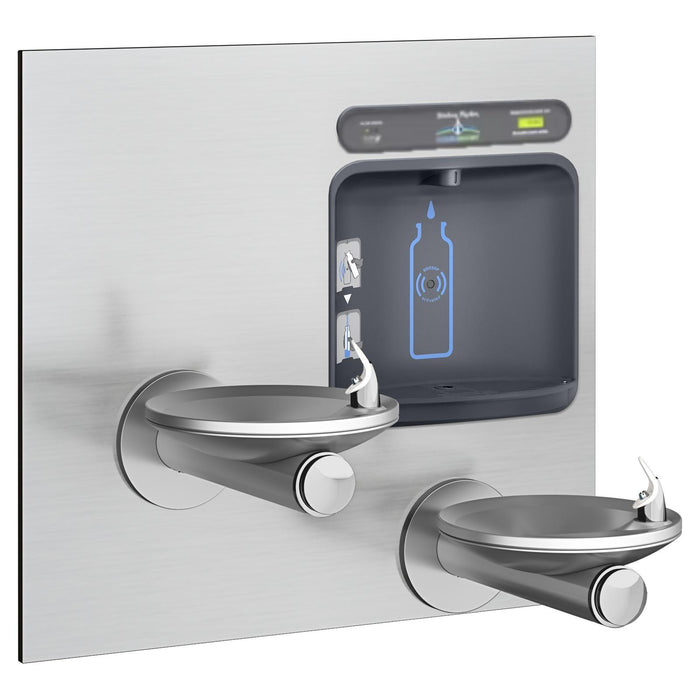 Halsey Taylor HTHBWF-OVLSEBP-I HydroBoost Bottle Filling Station & Bi-Level Inte lifestyle render, installed view