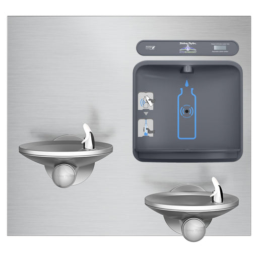 Halsey Taylor HTHBWF-OVLSEBP-I HydroBoost Bottle Filling Station & Bi-Level Inte lifestyle render, installed view