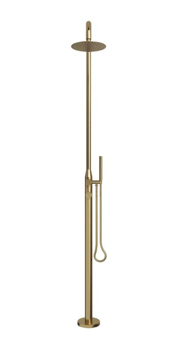 Lamez Gold 316L Marine Grade Stainless Steel Outdoor Pool Shower with Hand Shower – Brushed Gold Finish