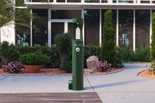 Elkay 4481FP foot pedal installed on LK4400BF outdoor bottle filling station