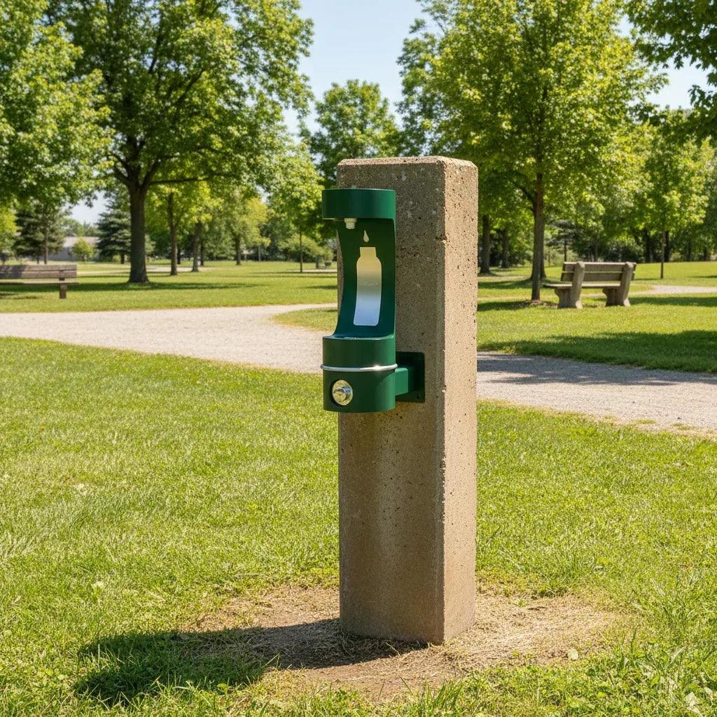 Elkay LK4405BFEVG Outdoor Wall-Mounted Bottle Filler – Single Arm Design - The Fountain Direct