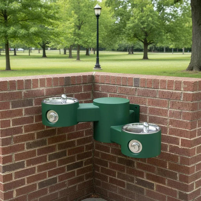 Elkay LK4406EVG Wall-Mounted Bi-Level Outdoor Drinking Fountain - The Fountain Direct
