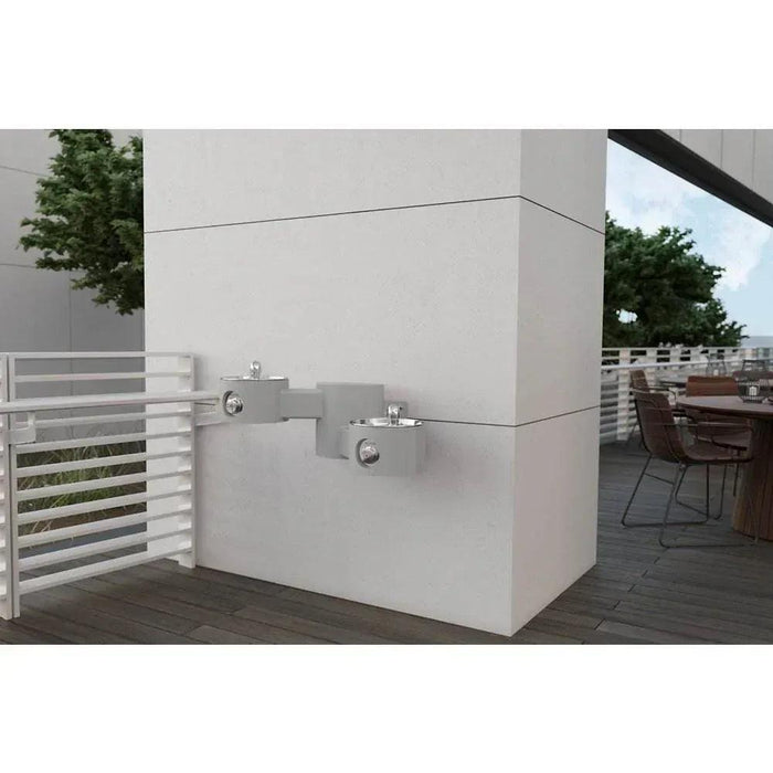 Elkay LK4406EVG Wall-Mounted Bi-Level Outdoor Drinking Fountain - The Fountain Direct