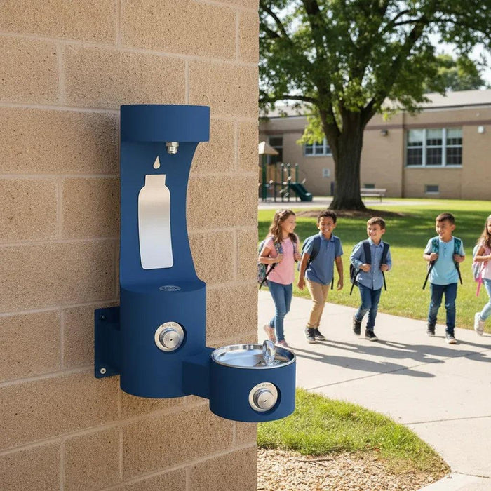 Elkay LK4408BFEVG Outdoor Wall-Mounted Hydration Station with Bottle Filler & Drinking Fountain - The Fountain Direct