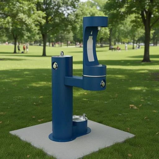 Elkay LK4420BF1LDBEVG ezH2O® Bi-Level Pedestal Bottle Filling Station with Pet Fountain - The Fountain Direct
