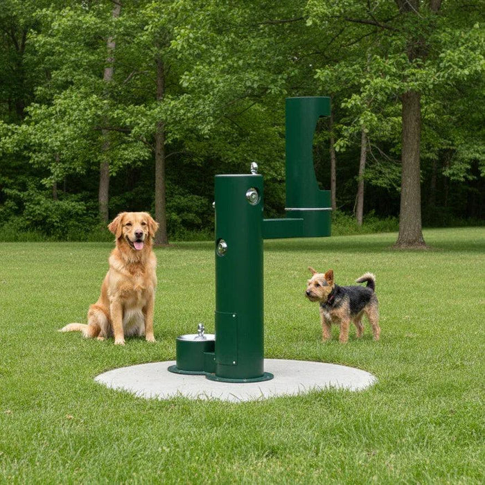 Elkay LK4420BF1LDBFRKEVG ezH2O® Bi-Level Pedestal Bottle Filling Station with Pet Fountain - Freeze-Resistant - The Fountain Direct