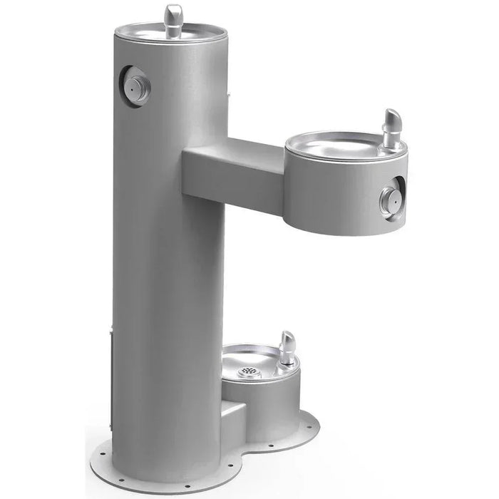 Elkay LK4420DBFRK Outdoor Bi-Level Drinking Fountain For Parks with Pet Station & ADA Compliant – Freeze-Resistant - The Fountain Direct