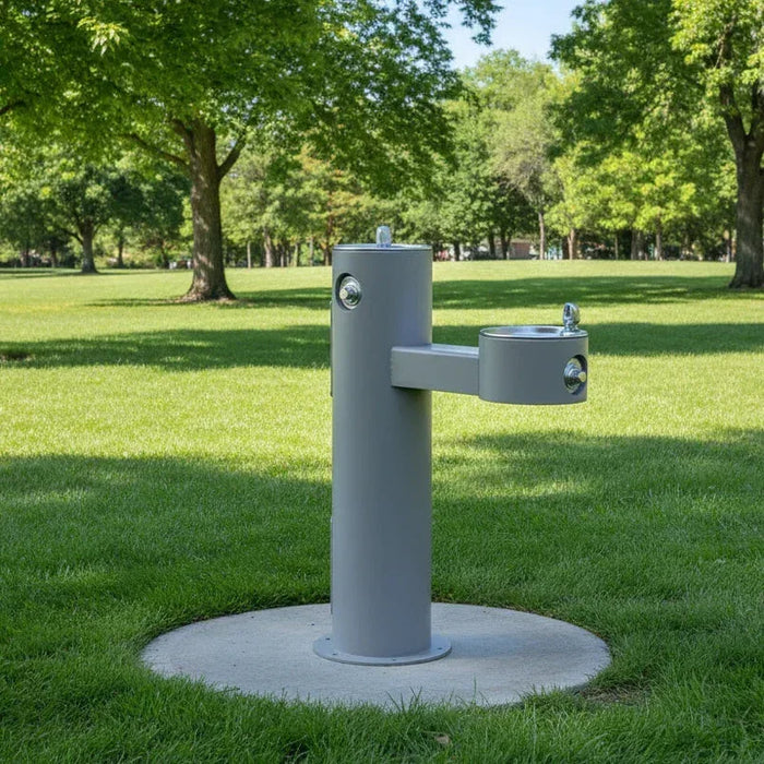 Elkay LK4420FRK Outdoor Bi-Level Pedestal Water Drinking Fountain – ADA Compliant – Freeze-Resistant - The Fountain Direct