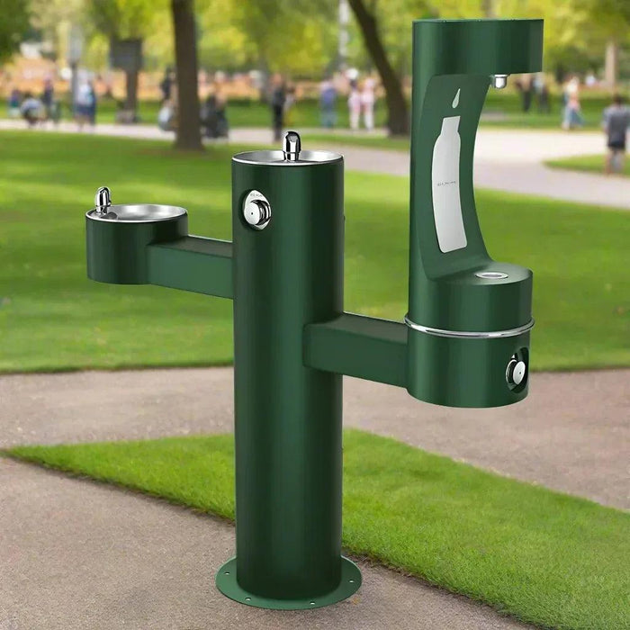 Elkay LK4430BF1LEVG ezH2O® Tri-Level Pedestal Bottle Filling Station, Vandal-Resistant - The Fountain Direct