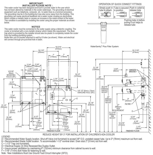 Halsey Taylor HTHBHVR8BL rough-in dimensions