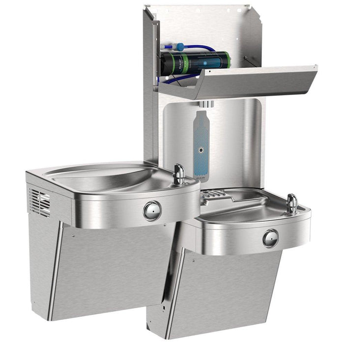 Elkay LVRCTL8WSPRO-FLP4 Pro Filtration™ Vandal-Resistant Bottle Filling Station & Bi-Level ADA Cooler – Refrigerated, Total PFAS + Lead Filter - The Fountain Direct
