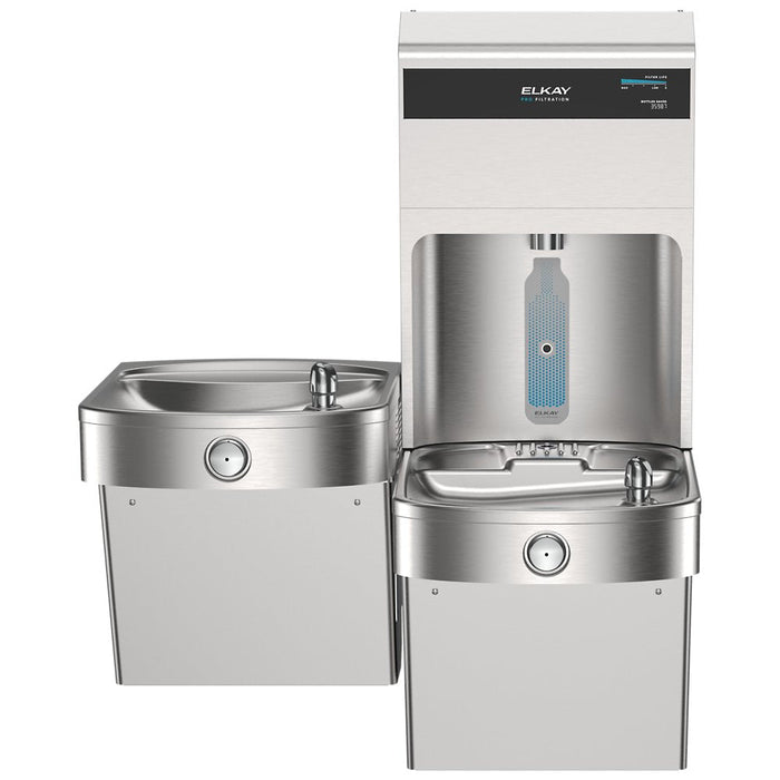 Elkay LVRCTL8WSPRO-FSR5 Pro Filtration™ Vandal-Resistant Bottle Filling Station & Bi-Level ADA Cooler – Refrigerated, Sediment Prefilter