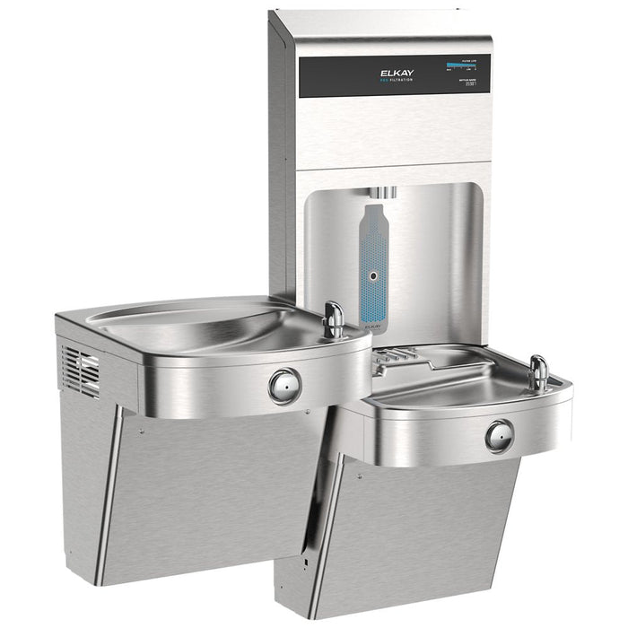 Elkay LVRCTL8WSPRO-FSR5 Pro Filtration™ Vandal-Resistant Bottle Filling Station & Bi-Level ADA Cooler – Refrigerated, Sediment Prefilter