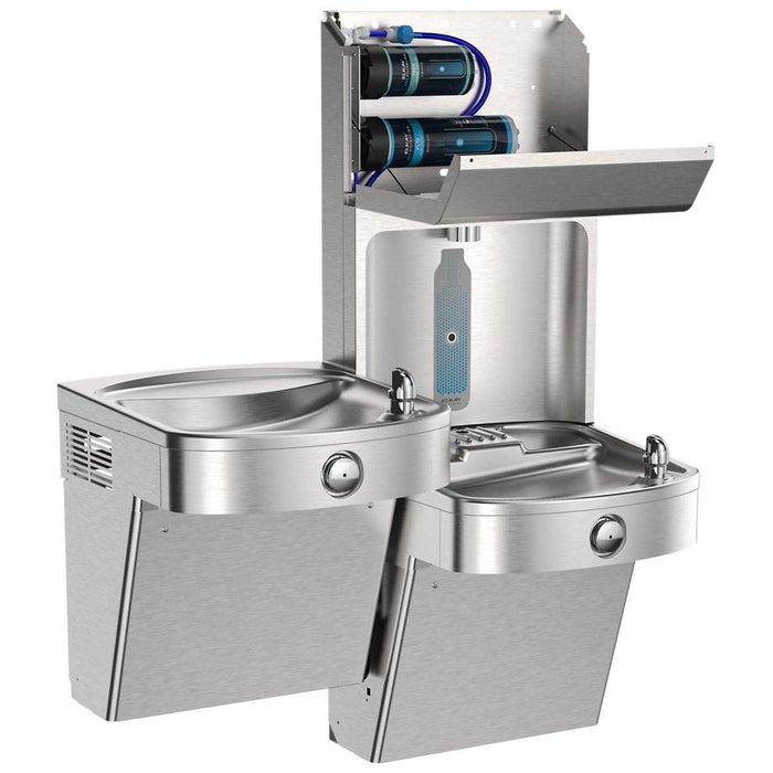 Elkay LVRCTL8WSPRO-FSR5 Pro Filtration™ Vandal-Resistant Bottle Filling Station & Bi-Level ADA Cooler – Refrigerated, Sediment Prefilter - The Fountain Direct