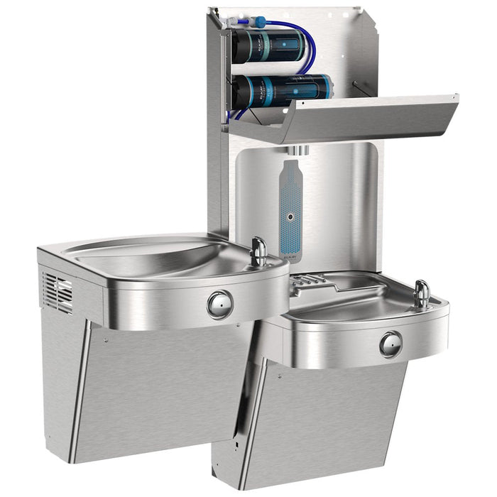 Elkay LVRCTL8WSPRO-FSR5 Pro Filtration™ Vandal-Resistant Bottle Filling Station & Bi-Level ADA Cooler – Refrigerated, Sediment Prefilter