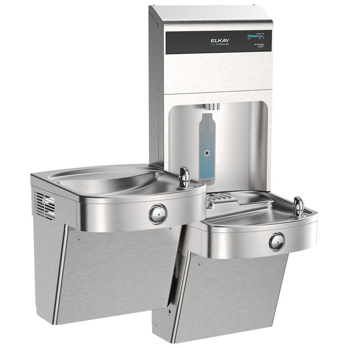 Elkay LVRCTL8WSPRO-UV Pro Filtration™ Vandal-Resistant Bottle Filling Station & Bi-Level ADA Cooler – Refrigerated, UV Protection