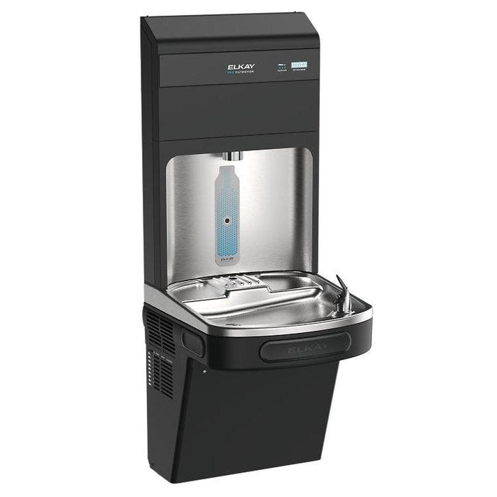 Elkay LZS8WSBPRO-FLP4 Pro Filtration™ Bottle Filling Station & ADA Cooler – Refrigerated, Filtered, Black Stainless, Total PFAS + Lead Filter - The Fountain Direct