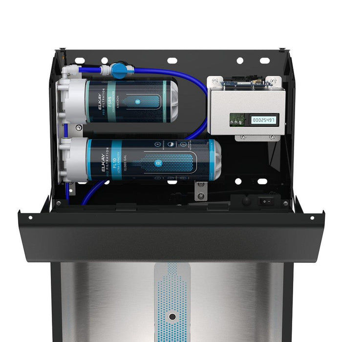 Elkay LZS8WSBPRO-FSR5 Pro Filtration™ Bottle Filling Station & ADA Cooler – Refrigerated, Filtered, Black Stainless, Sediment Prefilter - The Fountain Direct