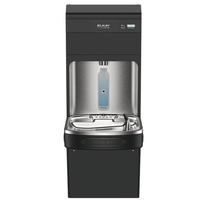 Elkay LZS8WSBPRO-FSR5 Pro Filtration™ Bottle Filling Station & ADA Cooler – Refrigerated, Filtered, Black Stainless, Sediment Prefilter - The Fountain Direct