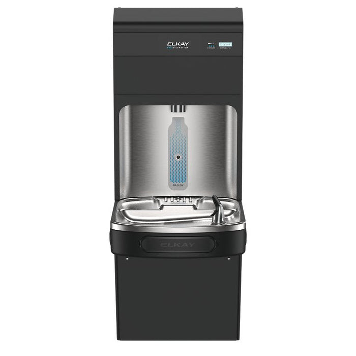 Elkay LZS8WSBPRO-FSR5 Pro Filtration™ Bottle Filling Station & ADA Cooler – Refrigerated, Filtered, Black Stainless, Sediment Prefilter