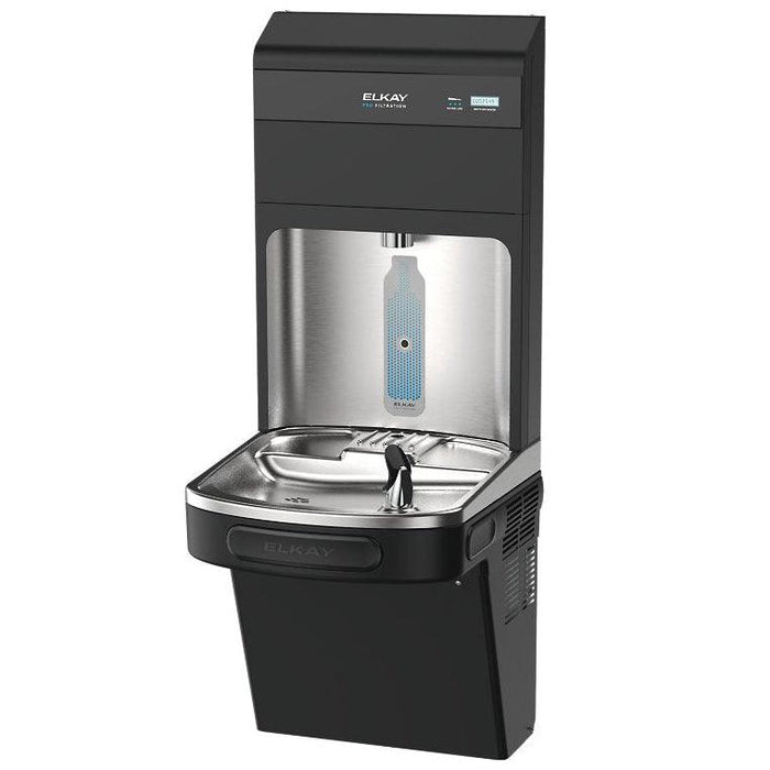 Elkay LZS8WSBPRO-FSR5 Pro Filtration™ Bottle Filling Station & ADA Cooler – Refrigerated, Filtered, Black Stainless, Sediment Prefilter - The Fountain Direct
