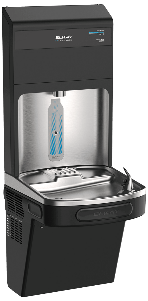 Elkay LZS8WSBPRO Pro Filtration™ Bottle Filling Station & ADA Cooler – Refrigerated, Filtered, Black Stainless - The Fountain Direct