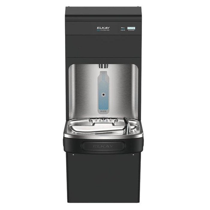 Elkay LZS8WSBPRO-UV Pro Filtration™ Bottle Filling Station & ADA Cooler – Refrigerated, Filtered, Black Stainless, UV Protection - The Fountain Direct