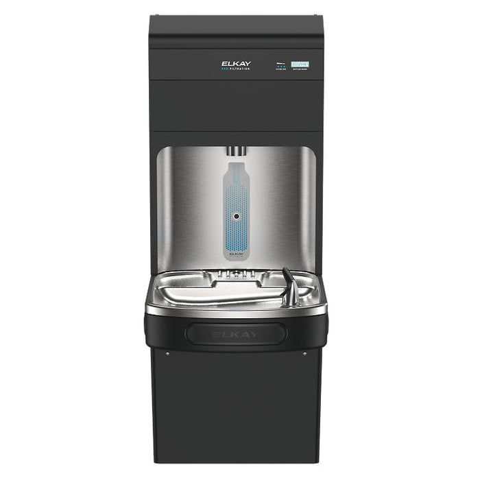Elkay LZS8WSBPRO-UV Pro Filtration™ Bottle Filling Station & ADA Cooler – Refrigerated, Filtered, Black Stainless, UV Protection