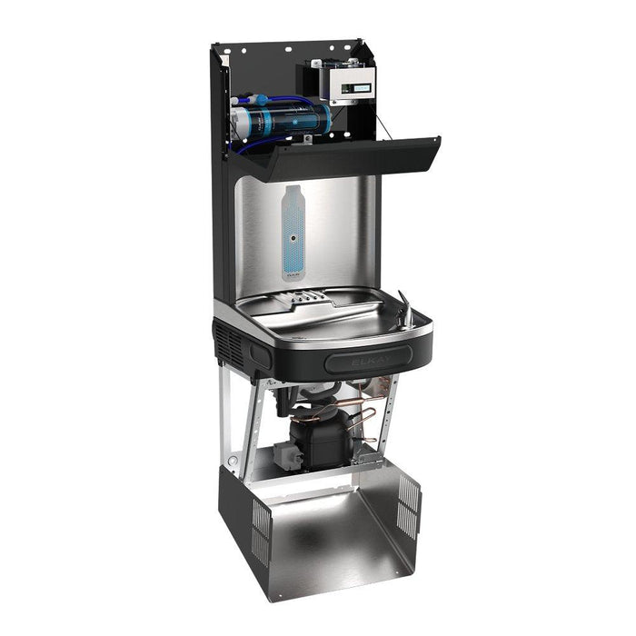 Elkay LZS8WSBPRO-UV Pro Filtration™ Bottle Filling Station & ADA Cooler – Refrigerated, Filtered, Black Stainless, UV Protection - The Fountain Direct