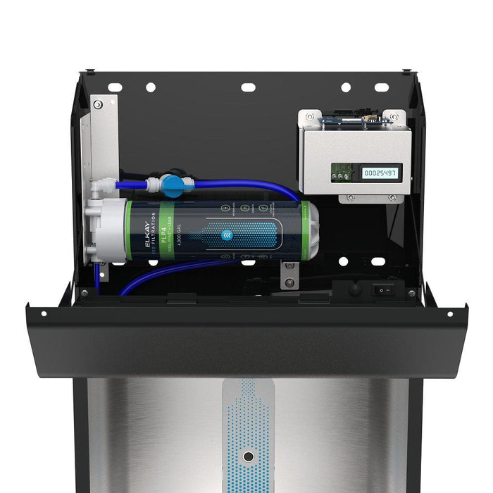 Elkay LZSTL8WSBPRO-FLP4 Pro Filtration™ Bottle Filling Station & Bi-Level ADA Cooler – Refrigerated, Black Stainless, Total PFAS + Lead Filter - The Fountain Direct