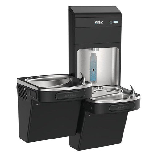 Elkay LZSTL8WSBPRO-FLP4 Pro Filtration™ Bottle Filling Station & Bi-Level ADA Cooler – Refrigerated, Black Stainless, Total PFAS + Lead Filter - The Fountain Direct