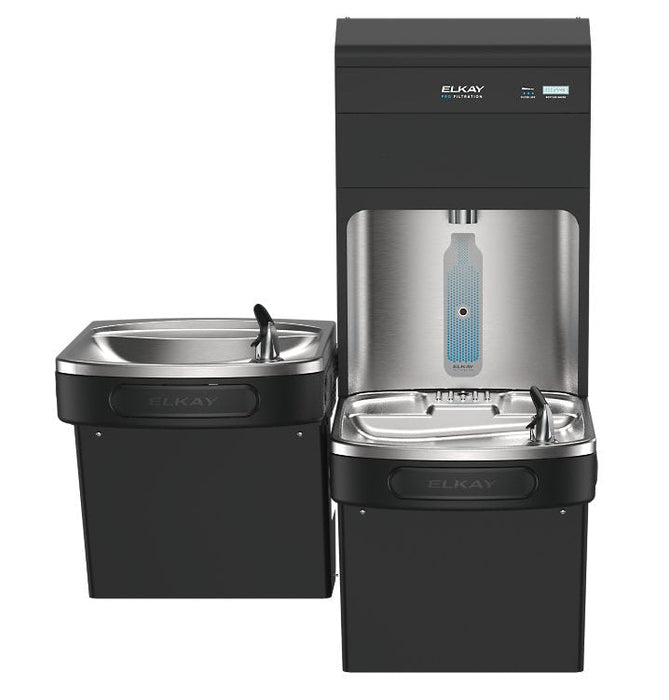 Elkay LZSTL8WSBPRO-FSR5 Pro Filtration™ Bottle Filling Station & Bi-Level ADA Cooler – Refrigerated, Black Stainless, Sediment Prefilter