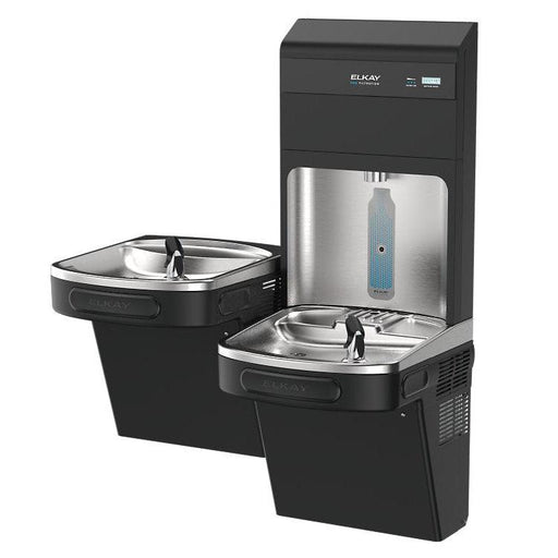 Elkay LZSTL8WSBPRO-FSR5 Pro Filtration™ Bottle Filling Station & Bi-Level ADA Cooler – Refrigerated, Black Stainless, Sediment Prefilter - The Fountain Direct