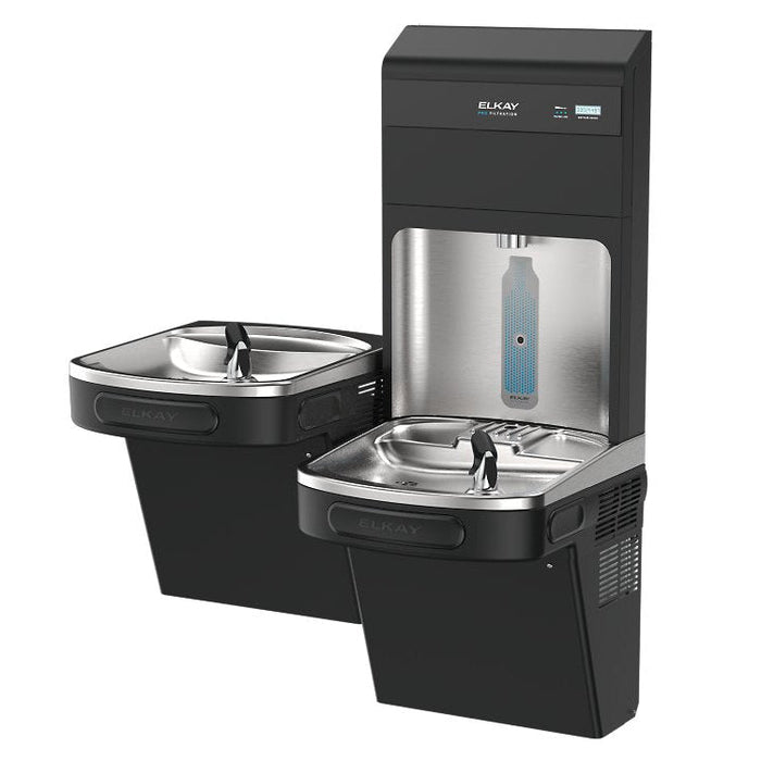 Elkay LZSTL8WSBPRO-FSR5 Pro Filtration™ Bottle Filling Station & Bi-Level ADA Cooler – Refrigerated, Black Stainless, Sediment Prefilter