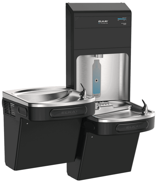 Elkay LZSTL8WSBPRO Pro Filtration™ Bottle Filling Station & Bi-Level ADA Cooler – Refrigerated, Black Stainless - The Fountain Direct