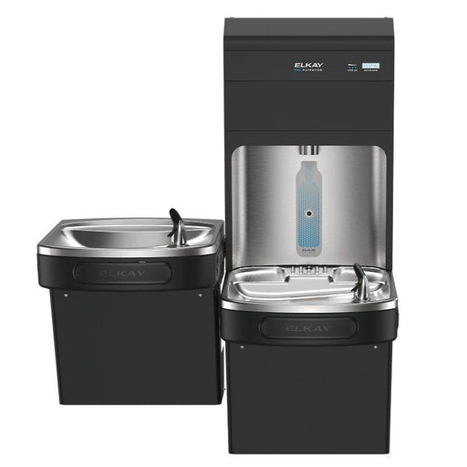 Elkay LZSTL8WSBPRO-UV Pro Filtration™ Bottle Filling Station & Bi-Level ADA Cooler – Refrigerated, Black Stainless, UV Protection - The Fountain Direct