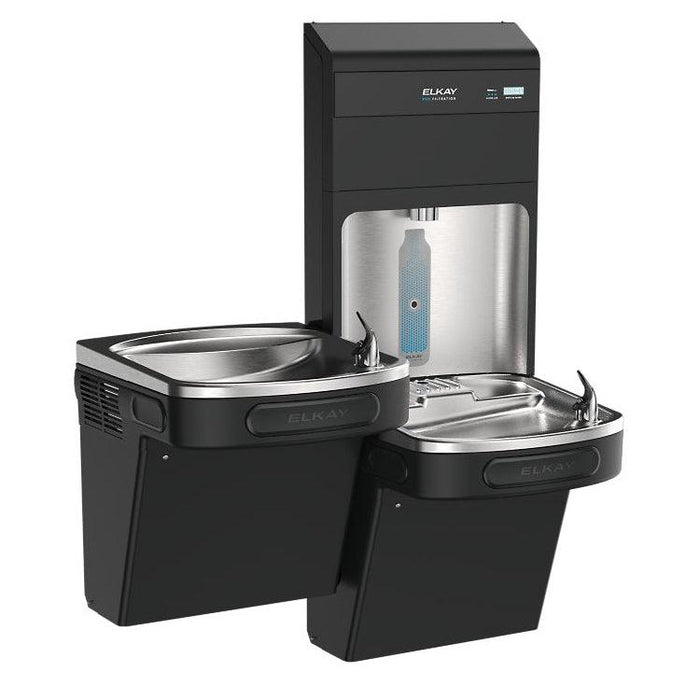 Elkay LZSTL8WSBPRO-UV Pro Filtration™ Bottle Filling Station & Bi-Level ADA Cooler – Refrigerated, Black Stainless, UV Protection - The Fountain Direct