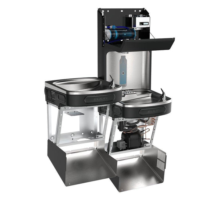 Elkay LZSTL8WSBPRO-UV Pro Filtration™ Bottle Filling Station & Bi-Level ADA Cooler – Refrigerated, Black Stainless, UV Protection - The Fountain Direct