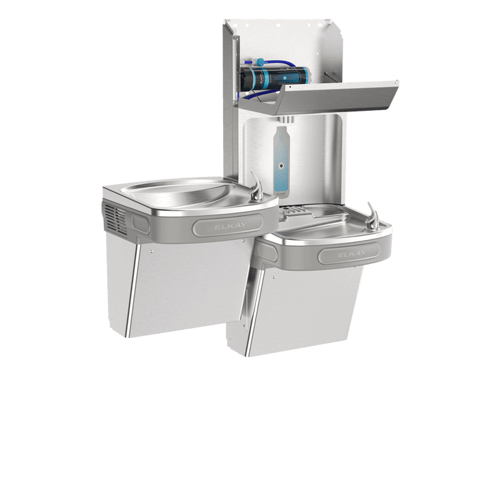 Elkay LZSTL8WSSPRO Pro Filtration™ Bottle Filling Station & Bi-Level ADA Cooler – Refrigerated, Stainless Steel - The Fountain Direct