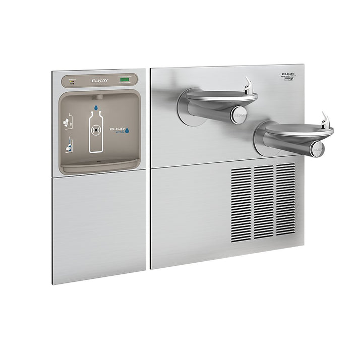 Elkay LZWS-SFGRN28K ezH2O® Bottle Filling Station with SwirlFlo® Bi-Level Fountain – High-Efficiency, Filtered, Refrigerated, Stainless Steel