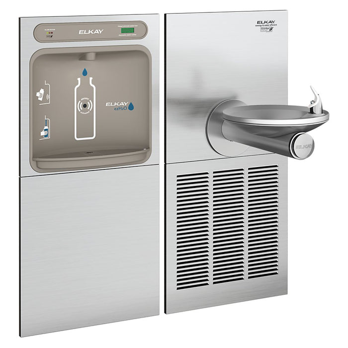 Elkay LZWS-SFGRN8K ezH2O® SwirlFlo® Bottle Filling Station with Single Fountain – High-Efficiency, Filtered, Refrigerated, Stainless Steel