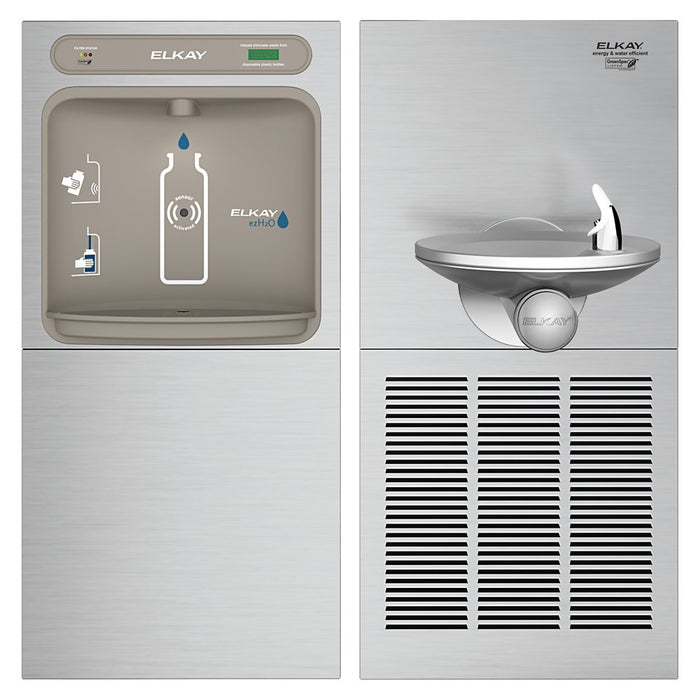 Elkay LZWS-SFGRN8K ezH2O® SwirlFlo® Bottle Filling Station with Single Fountain – High-Efficiency, Filtered, Refrigerated, Stainless Steel